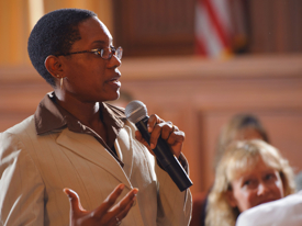 VIMS graduate student Erica Holloman during the EPA CARE ceremony on October 18th. USEPA photo by Eric Vance. 